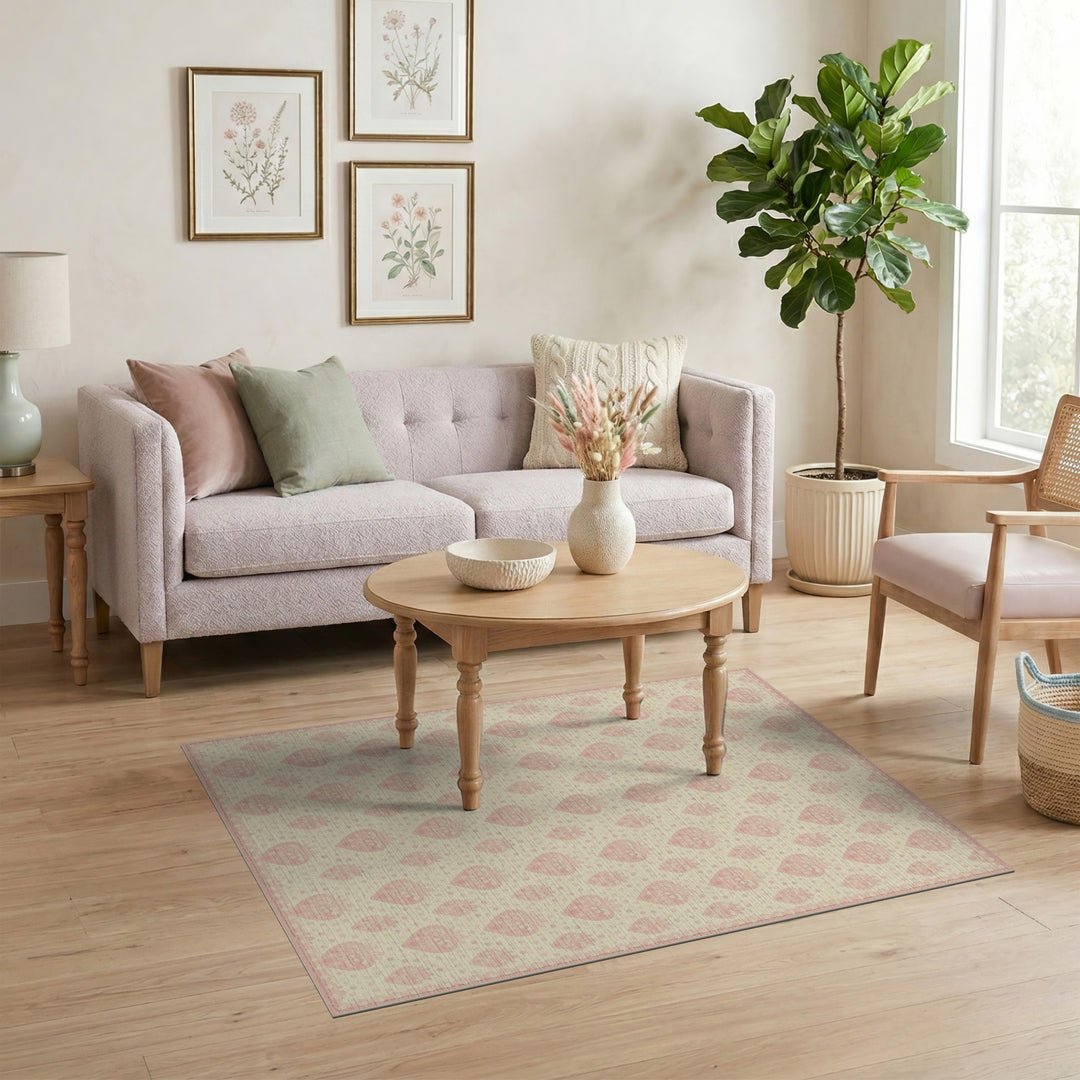 Pink Heart Strawberry Washable Area Rug
