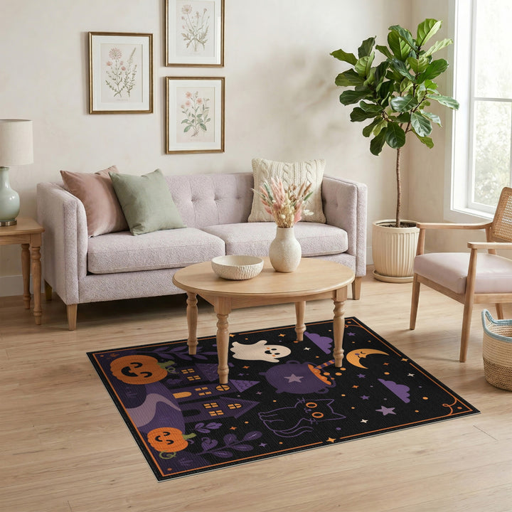 Cute Halloween Ghost Cat Cartoon Area Rug