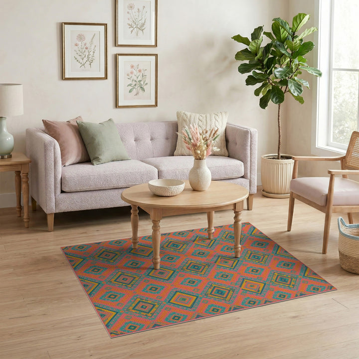 Multi-color and Patterns Vibrant Multi-Color Diamond Geometric Area Rug