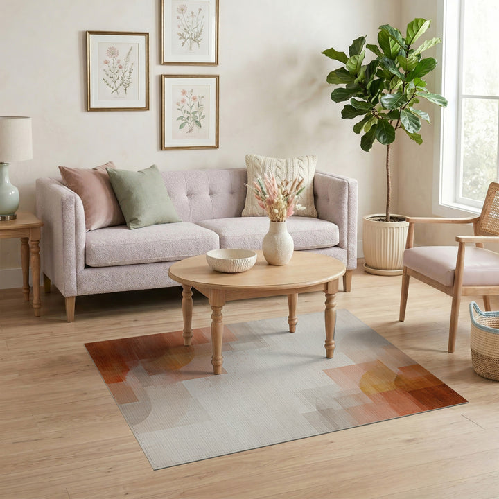 Modern Orange Abstract Area Rug