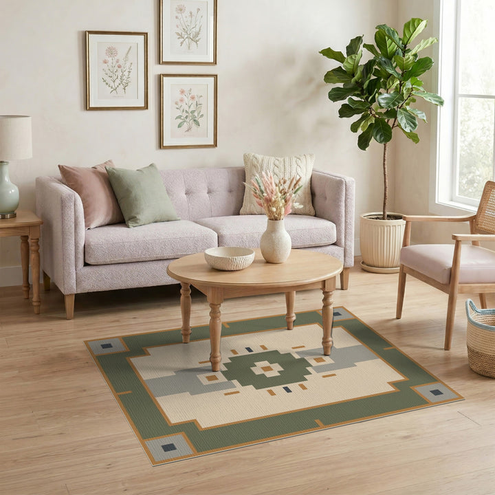 Green Geometric Area Rug