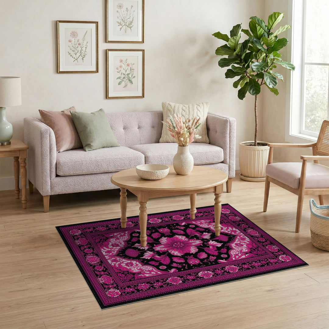Pink Floral Vintage Area Rug