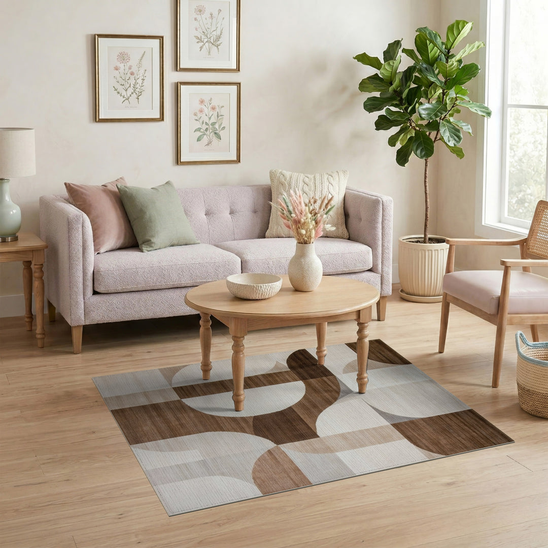 Modern Geometric Brown Area Rug