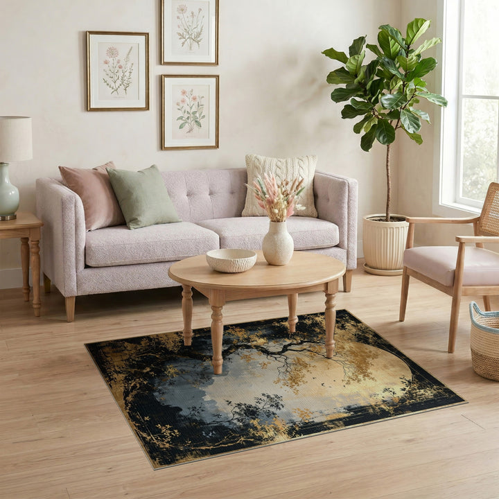 Golden Moonlit Tree Area Rug