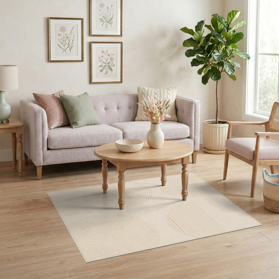 Geometric Modern Beige Geometric Arch Area Rug
