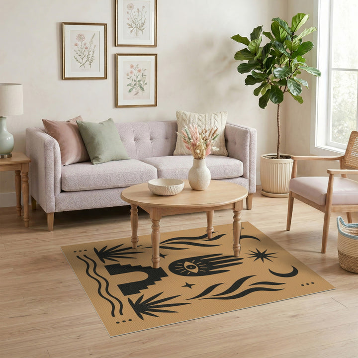 Mystic Hand Eye Brown Tan Area Rug