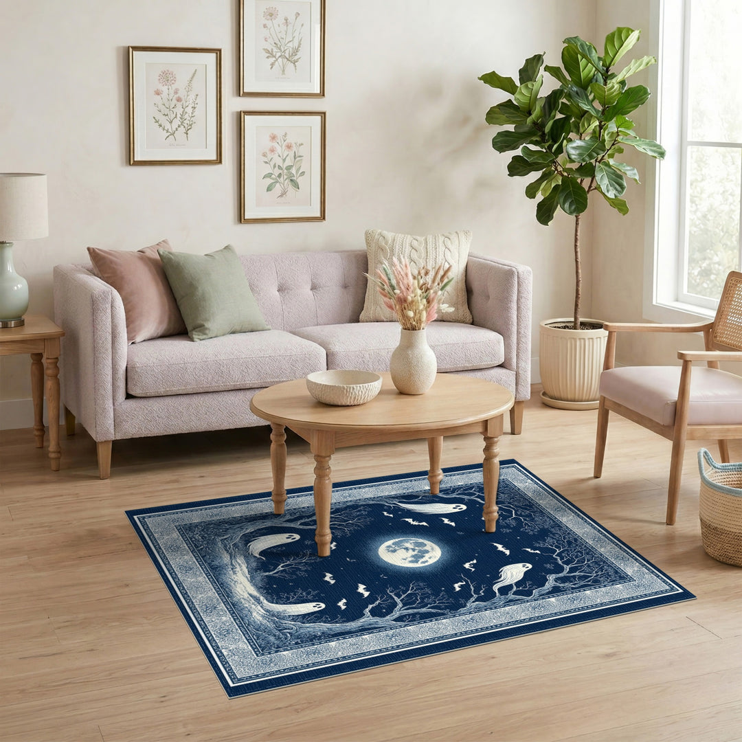 Ghostly Moonlight Blue Area Rug