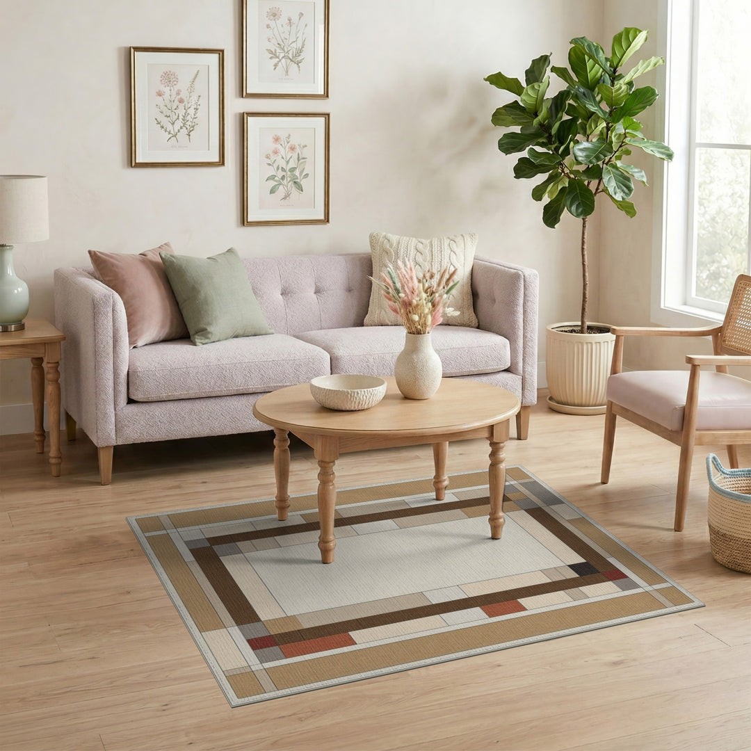 ODIKA Geometric Brown Tan Area Rug