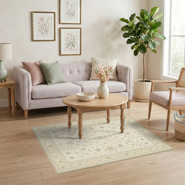 Beige Floral Vintage Area Rug