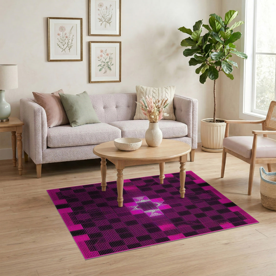 Geometric Modern Pink Geometric Checkered Area Rug