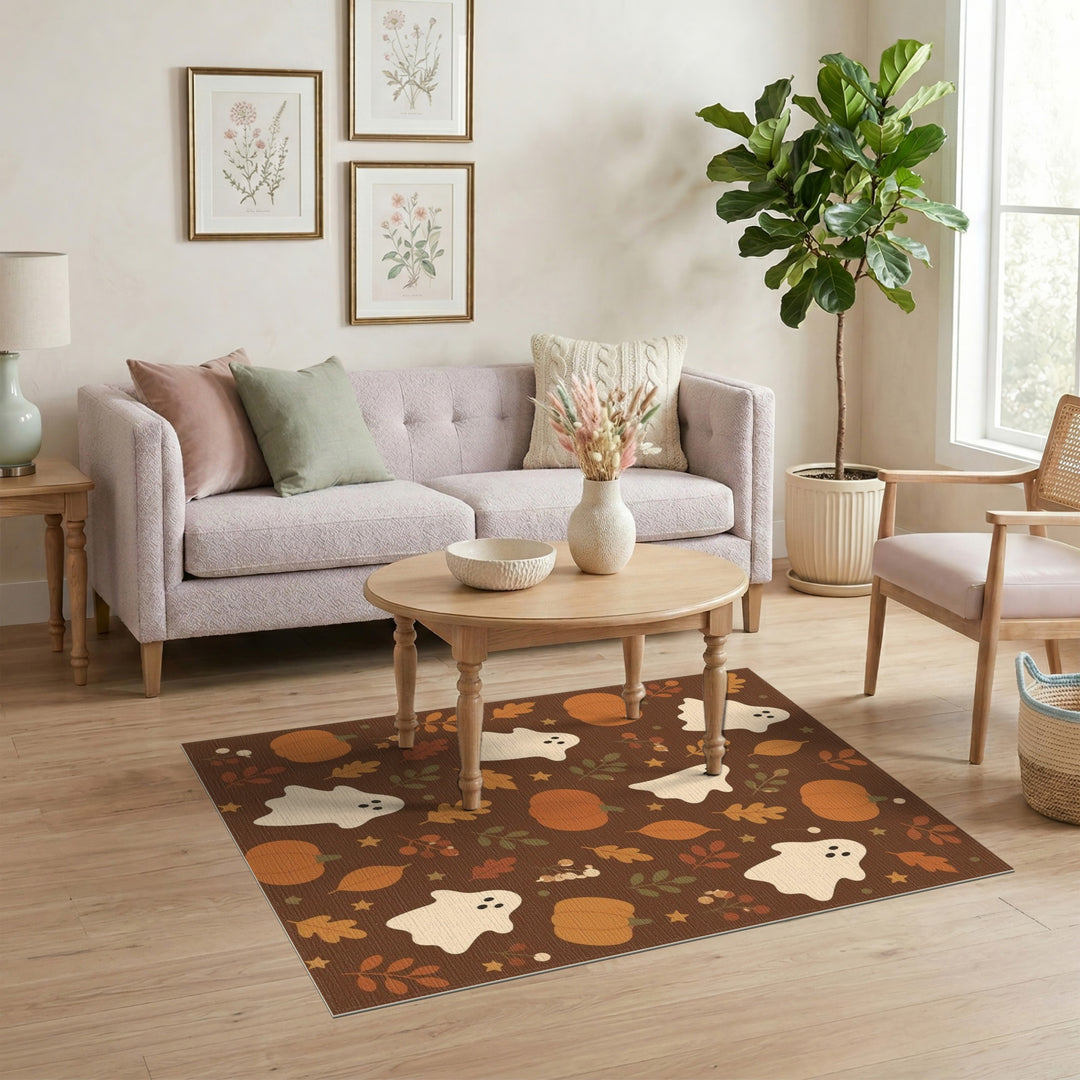 Ghost Pumpkin Halloween Washable Area Rug