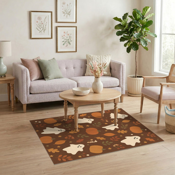 Ghost Pumpkin Halloween Washable Area Rug