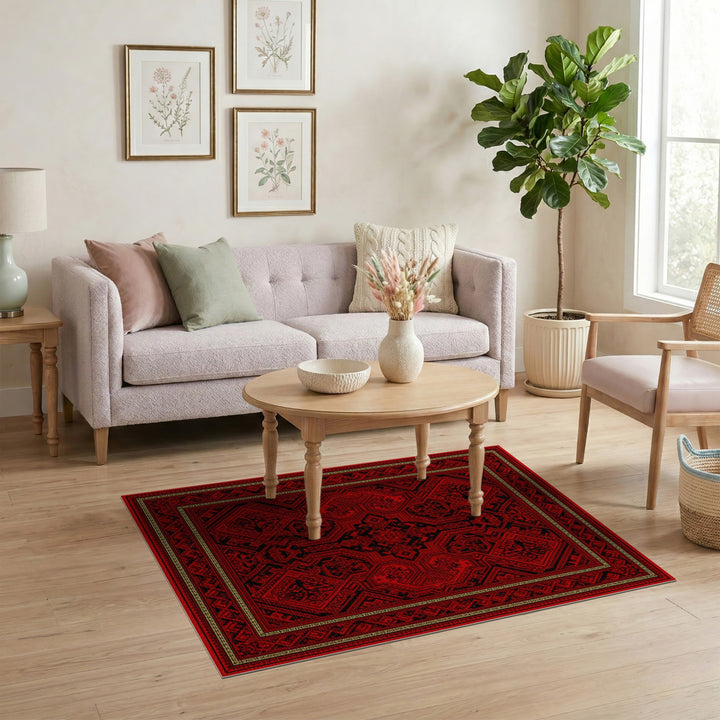 Bold Red Traditional Persian Area Rug