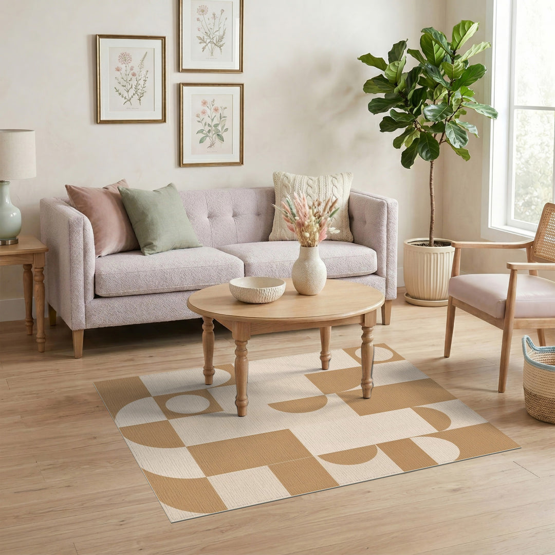 Geometric Modern Brown and Tan Modern Geometric Brown Area Rug