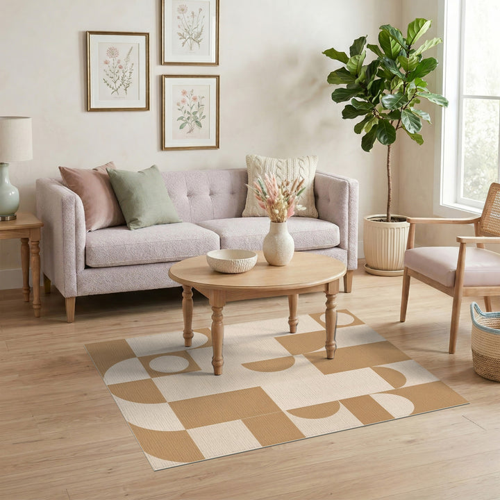 Geometric Modern Brown and Tan Modern Geometric Brown Area Rug