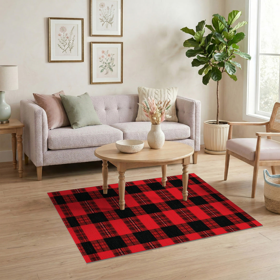 Red Black Red Black Buffalo Check Area Rug