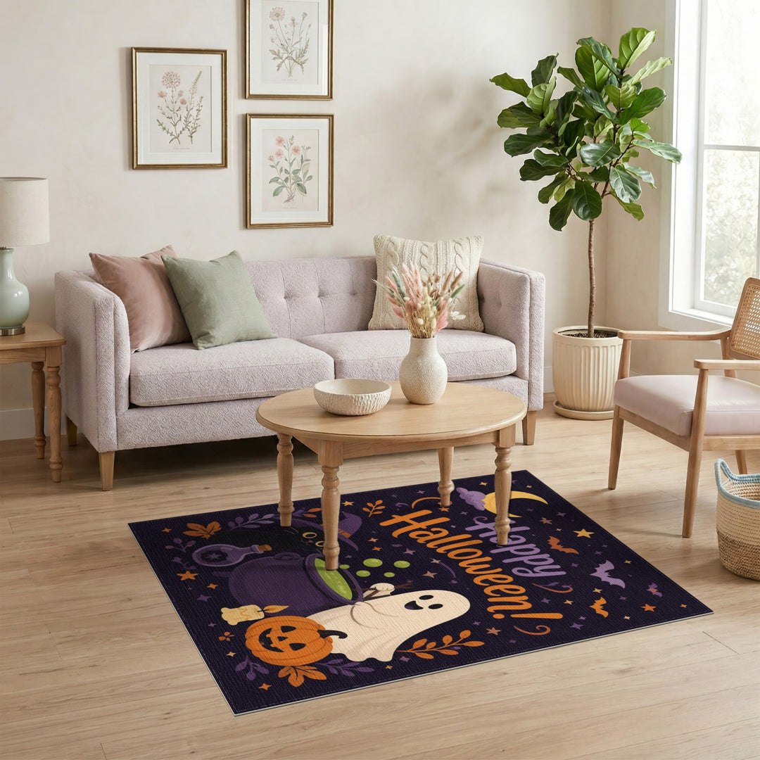 Happy Halloween Ghost Cat Area Rug