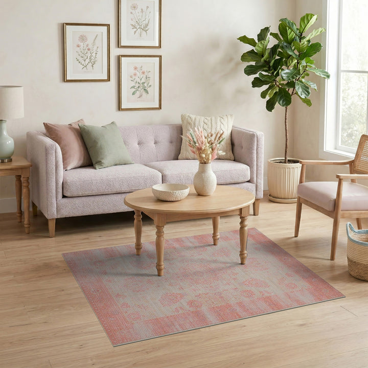 Distressed Vintage Blush Pink Distressed Vintage Area Rug
