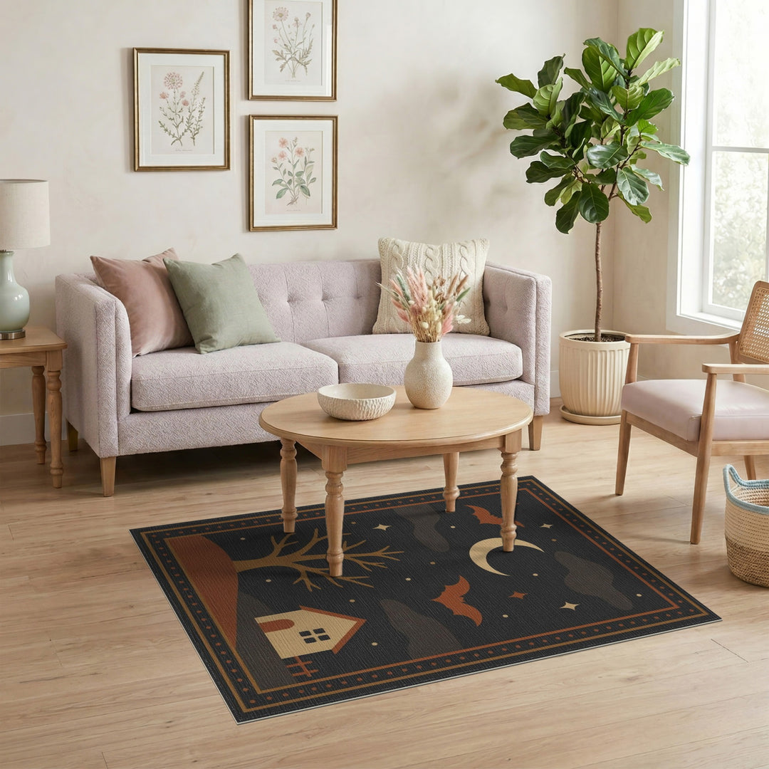 Moonlit Bats Cottage Area Rug