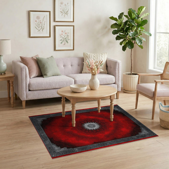 Red Traditional Persian Medallion Area Rug