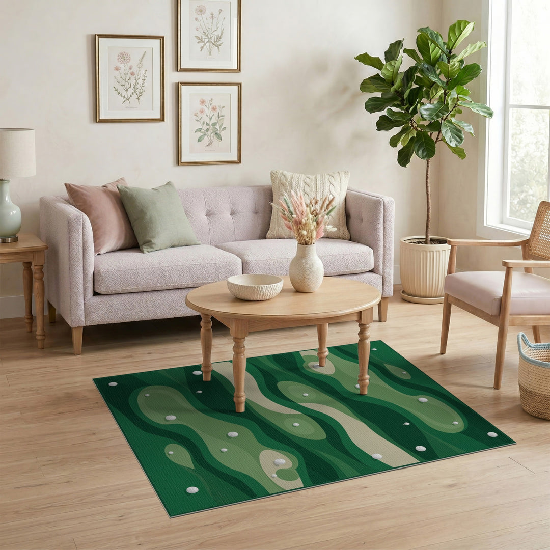 Abstract Green Golf Course Area Rug