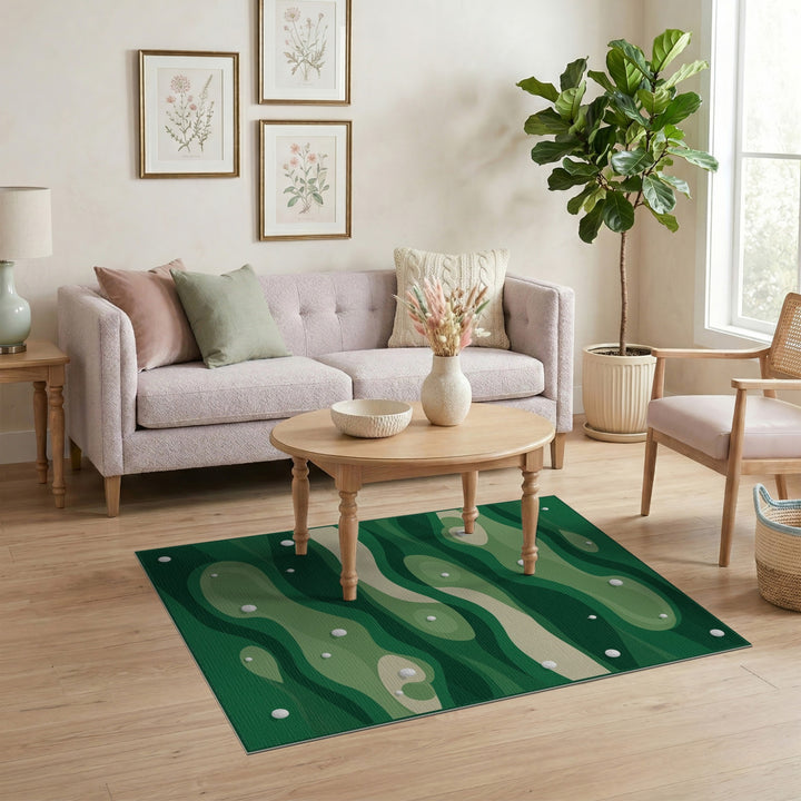 Abstract Green Golf Course Area Rug
