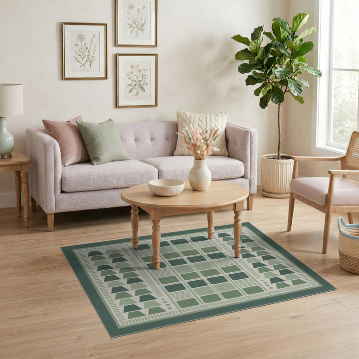 Green Geometric Modern Area Rug
