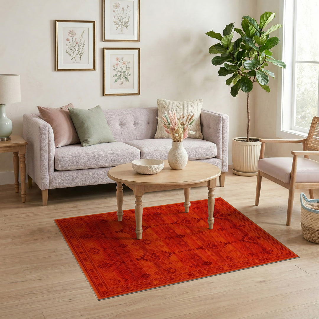 Southwestern Vibrant Red Southwestern Geometric Area Rug