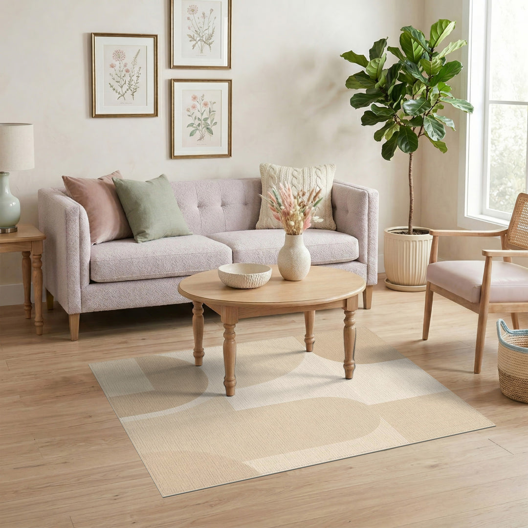 Beige Geometric Modern Area Rug