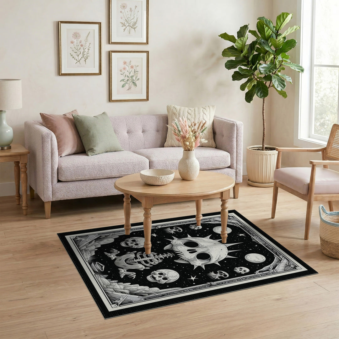 Spiked Skull Skeleton Area Rug