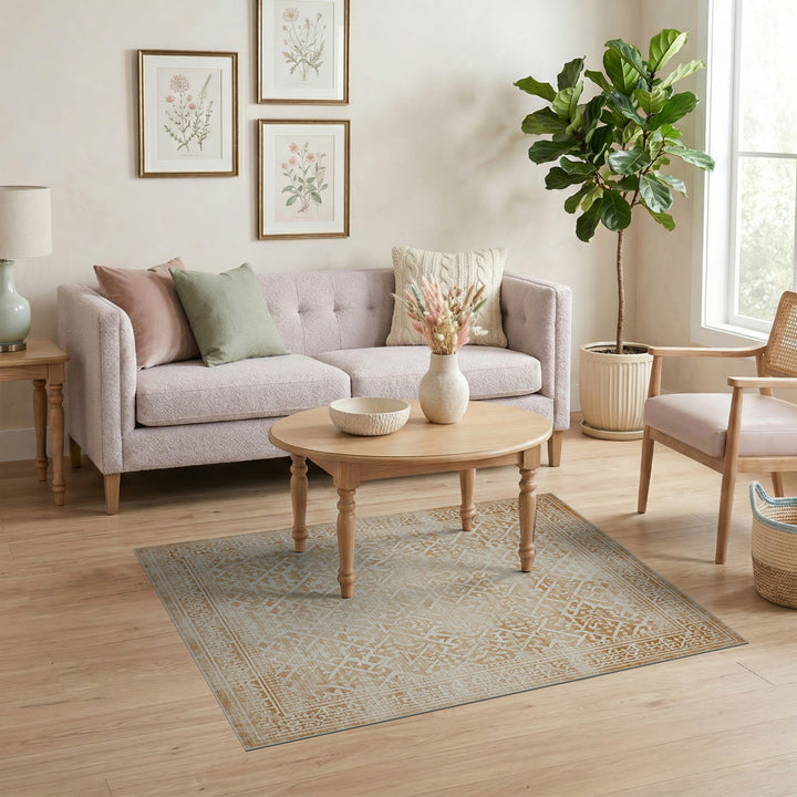 Beige Distressed Vintage Distressed Vintage Area Rug