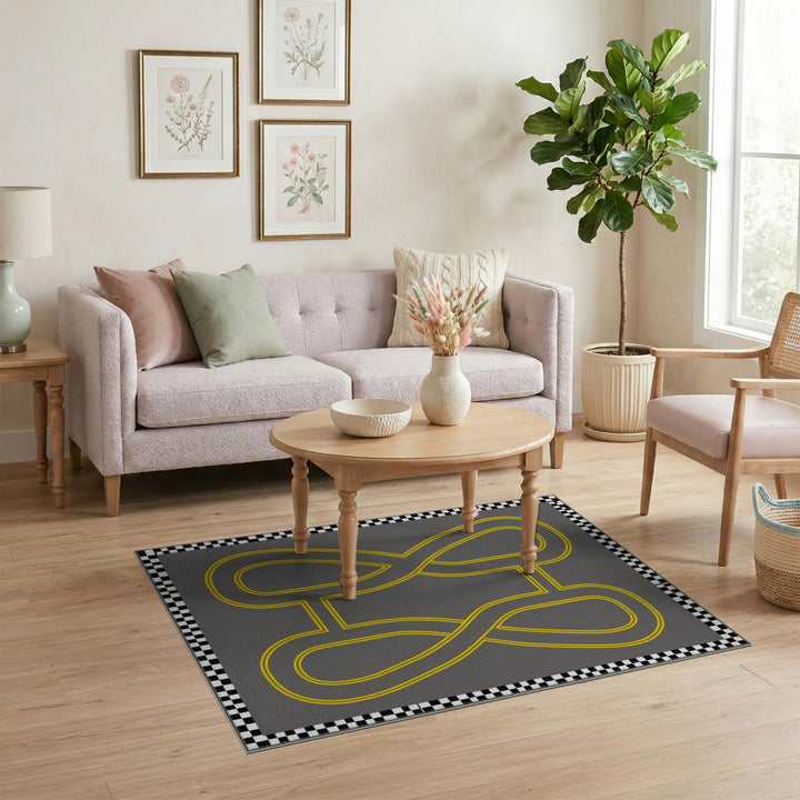 Grey Geometric Loop Area Rug