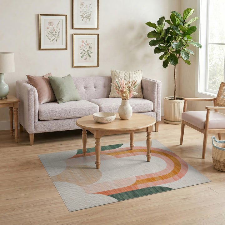 Geometric Modern Pink Arch Geometric Area Rug