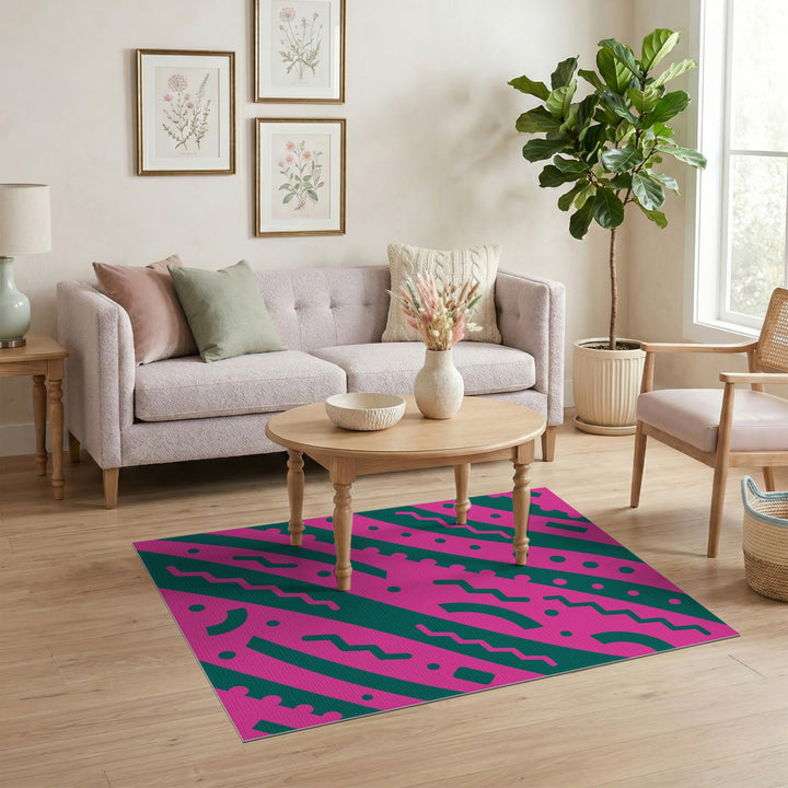 Geometric Modern Pink Geometric Area Rug