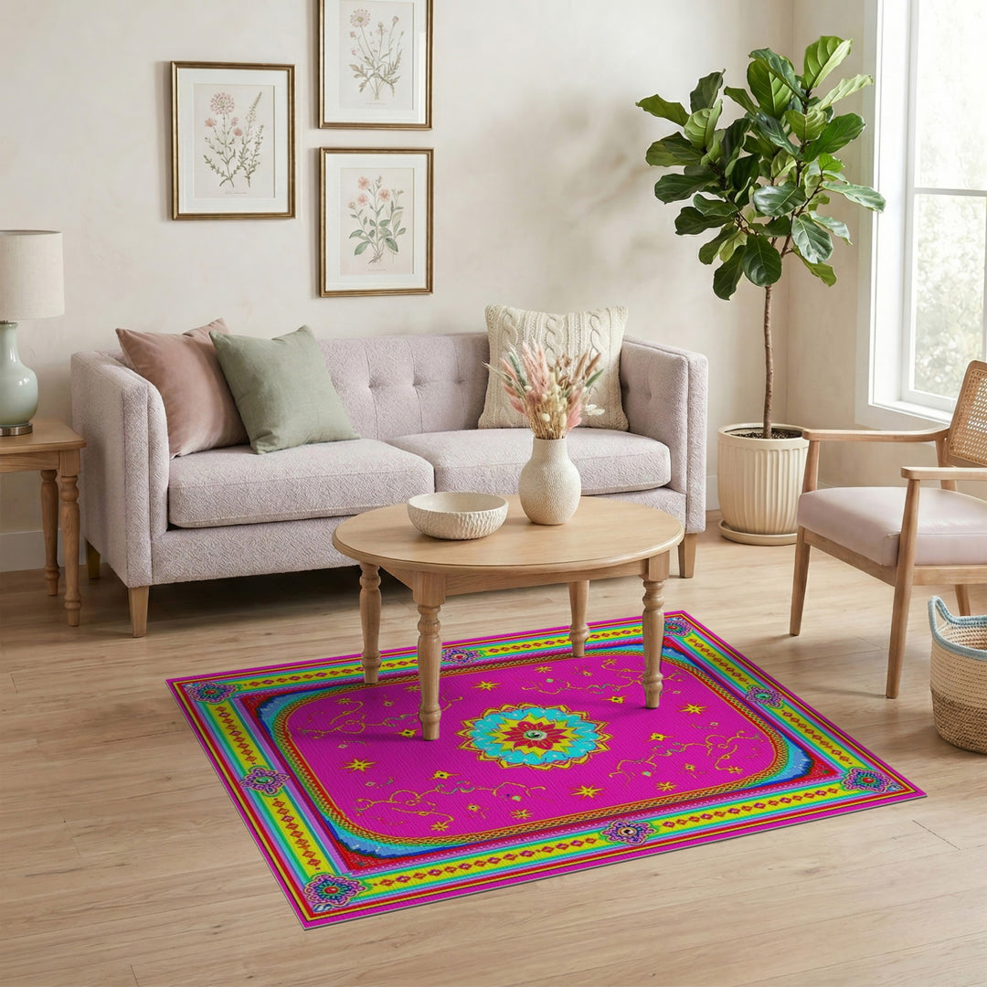 Pink Eye Mandala Boho Chic Area Rug