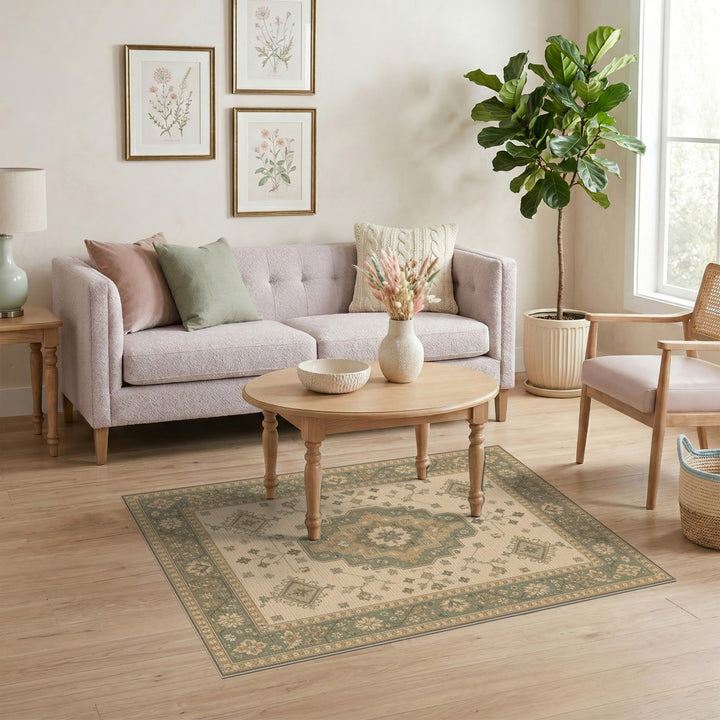 Blue and Teal Floral Medallion Area Rug
