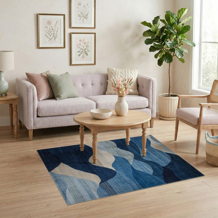 Abstract Area Wave Blue Abstract Wave Area Rug