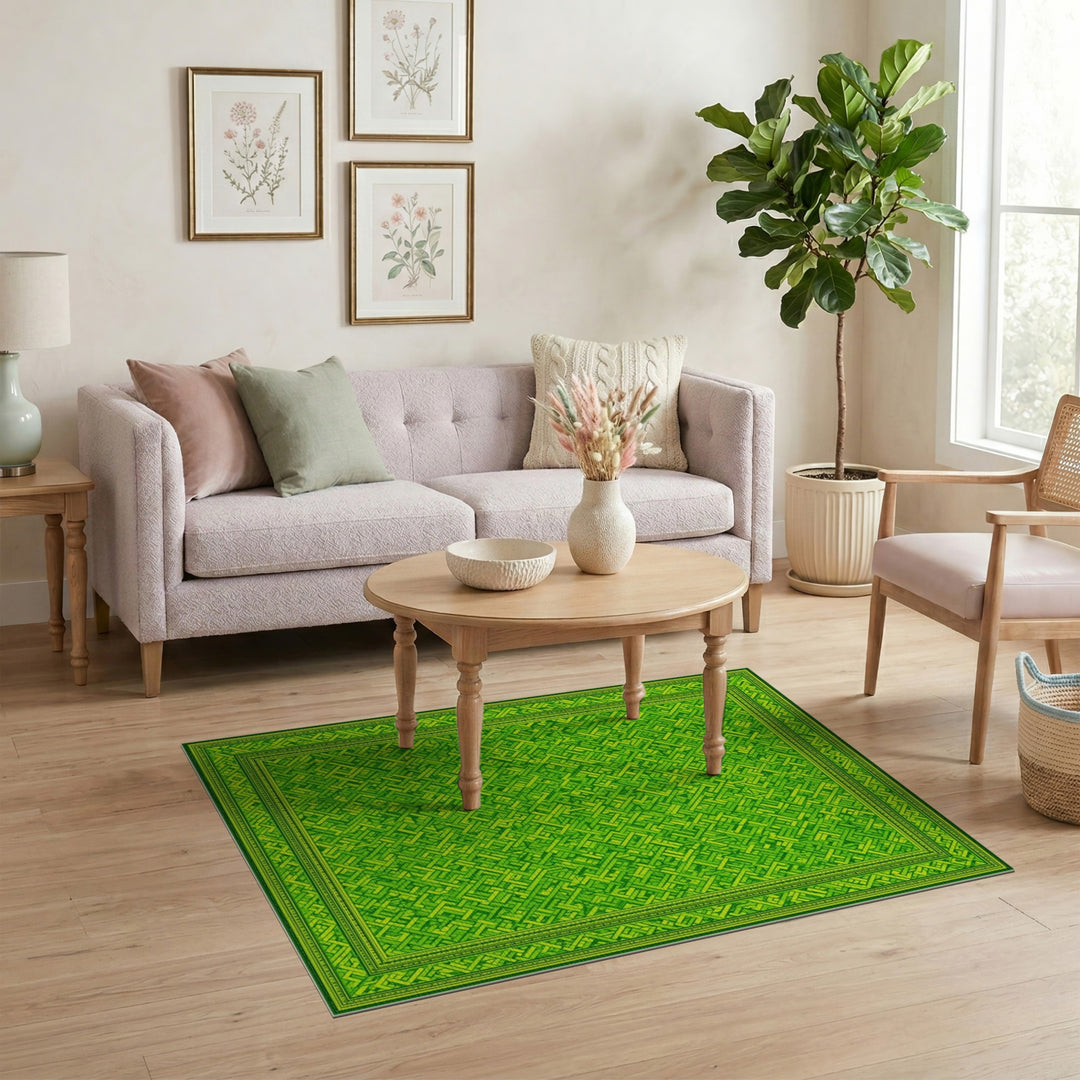 Geometric Modern Green Geometric Interlock Area Rug