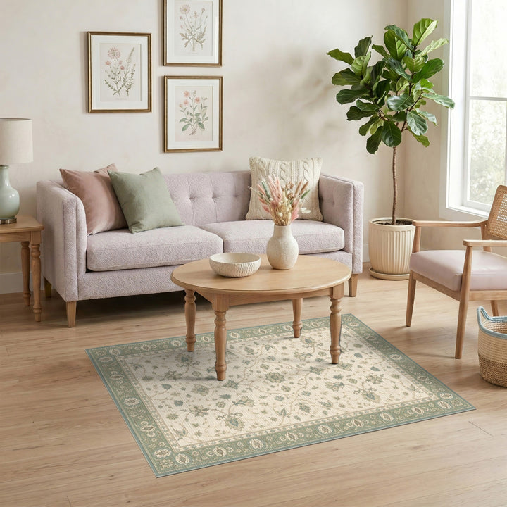 Teal Floral Vintage Area Rug