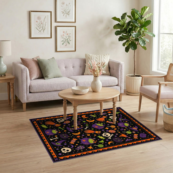 Halloween Witch Cats Multi-Color Area Rug
