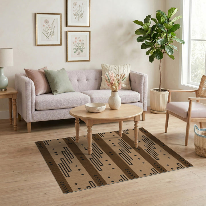 Heritage Brown Tan Tribal Area Rug