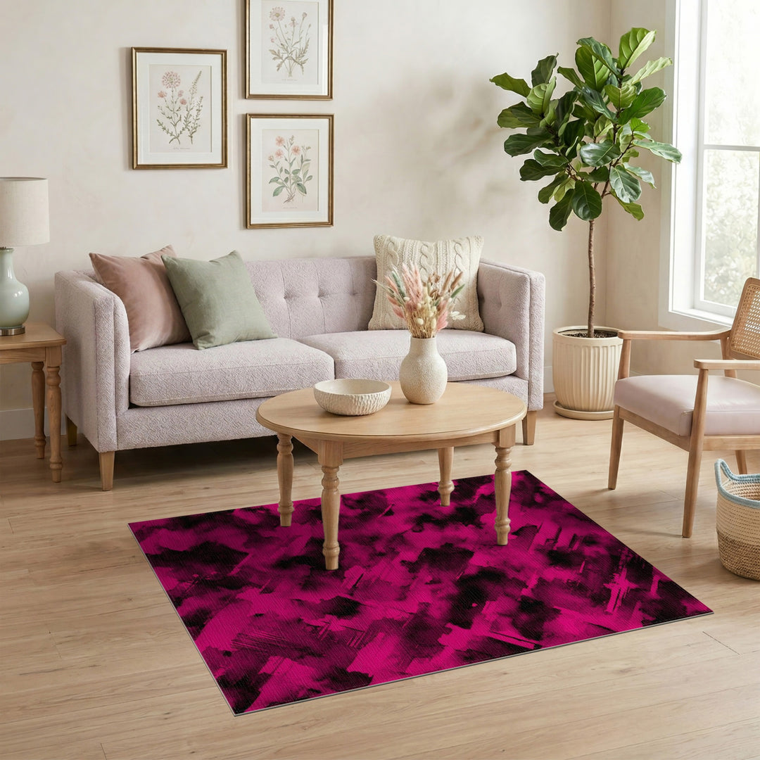 Abstract Area Vivid Pink Abstract Area Rug