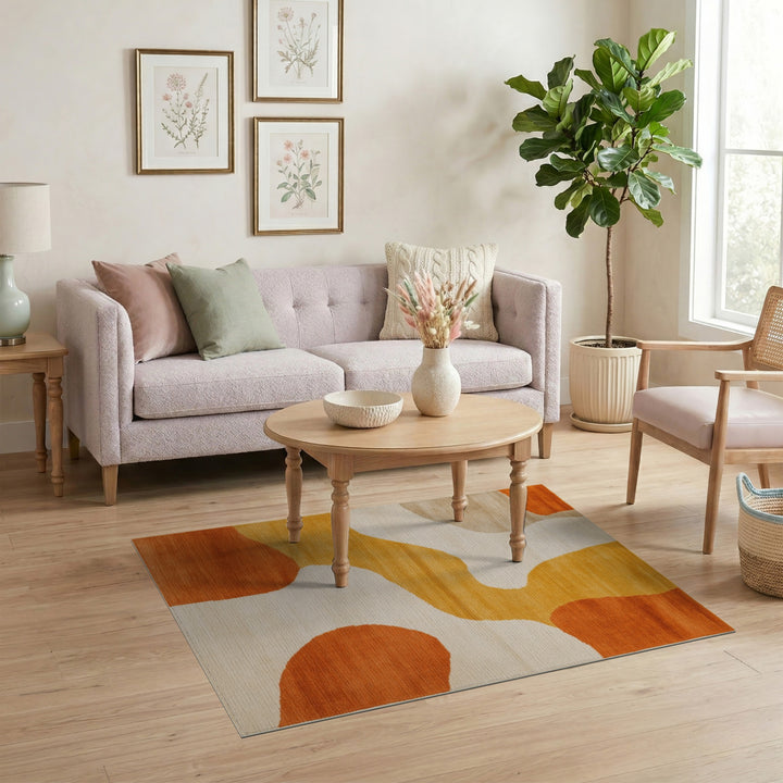 Wave Abstract Area Orange Abstract Wave Area Rug
