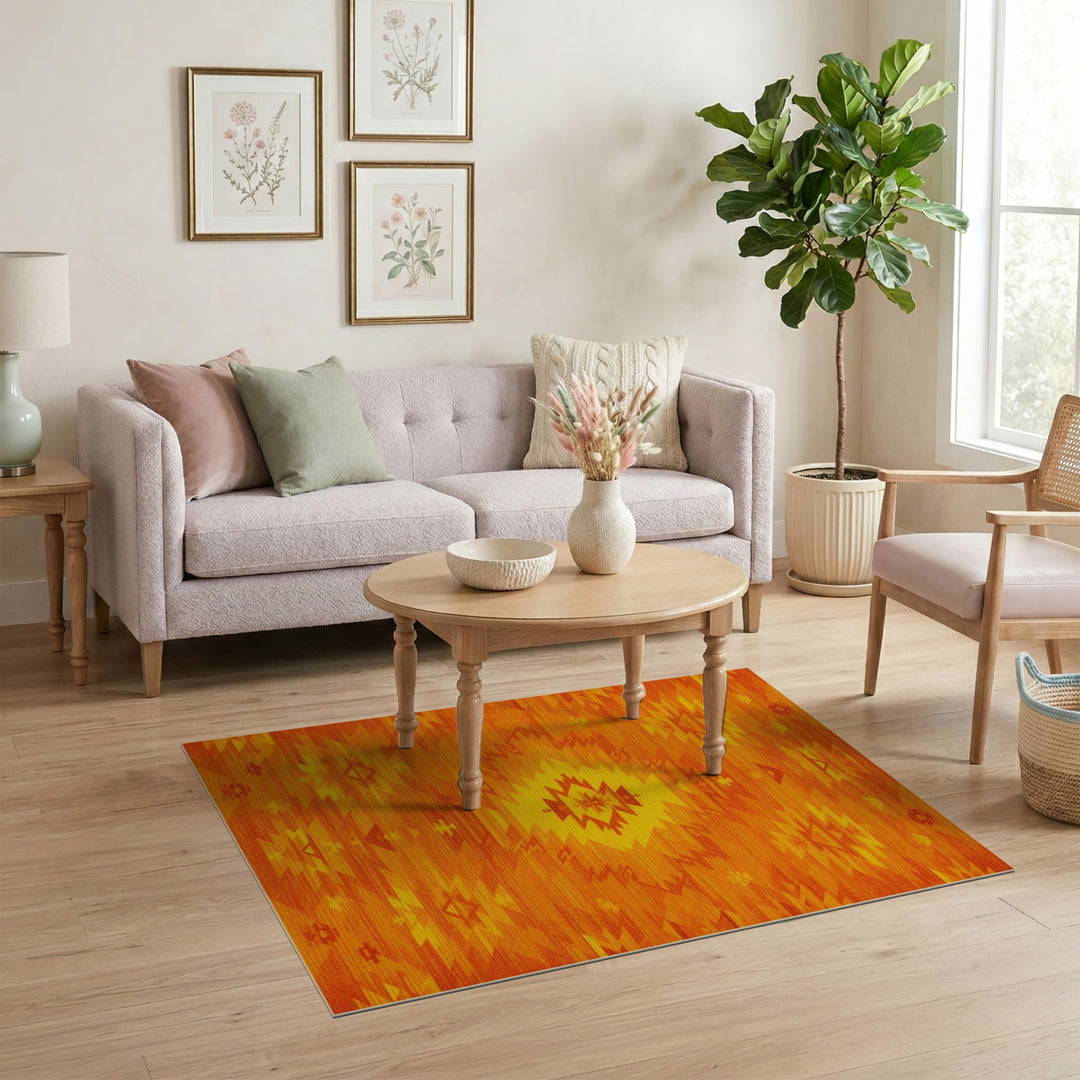 Orange Vivid Orange Southwestern Area Rug