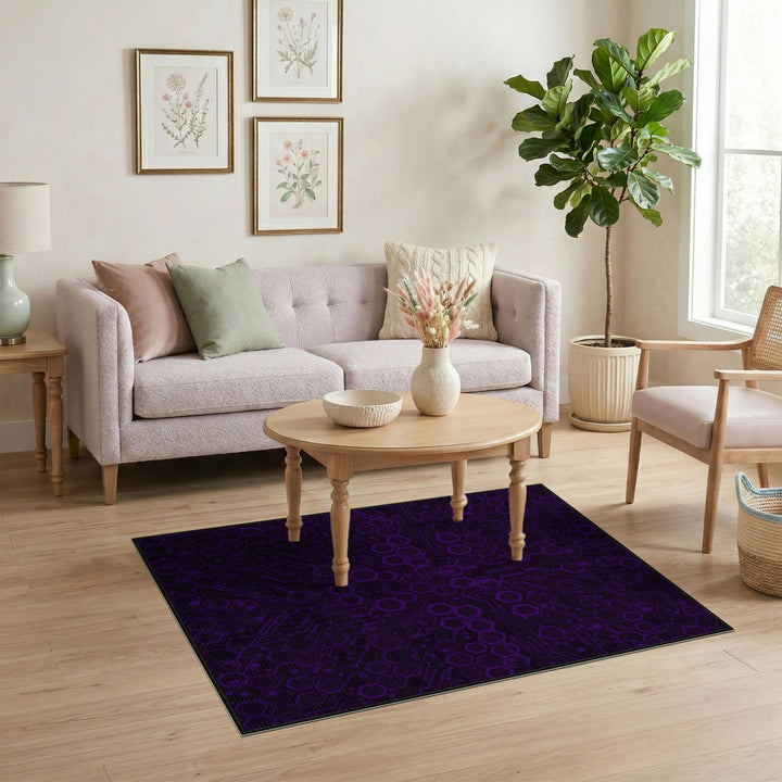 Hexagon Purple Hexagon Geometric Area Rug