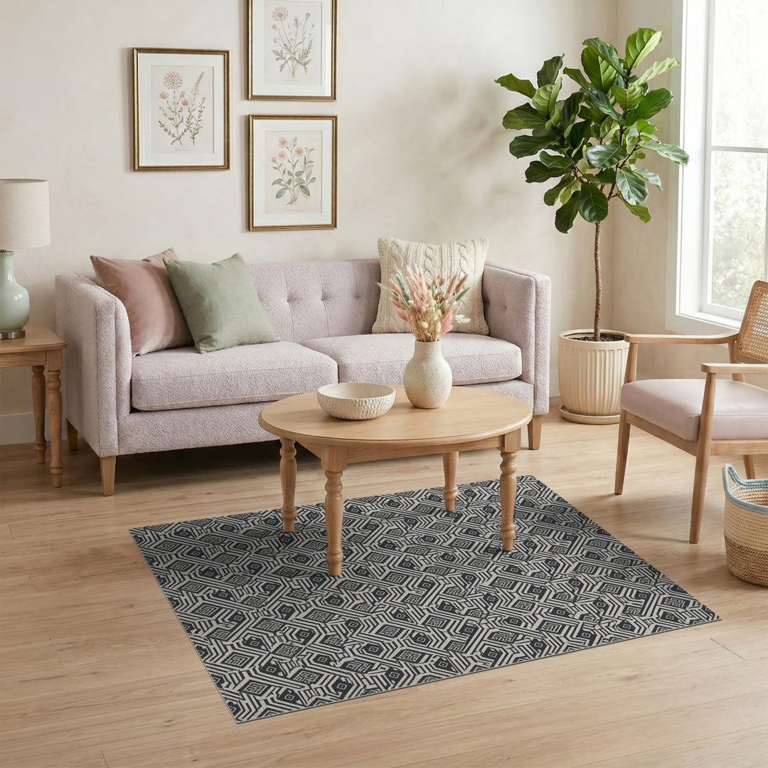 Black White Geometric Area Rug
