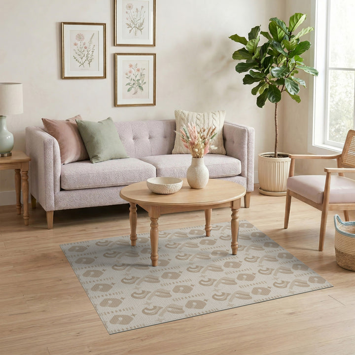 Beige Geometric Modern Area Rug