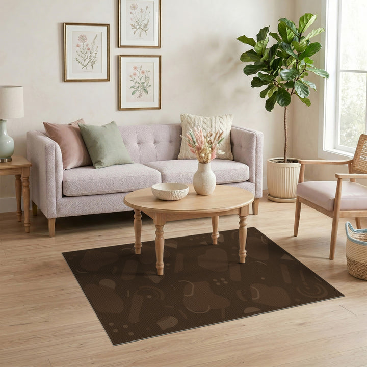 Brown and Tan Brown Abstract Washable Area Rug