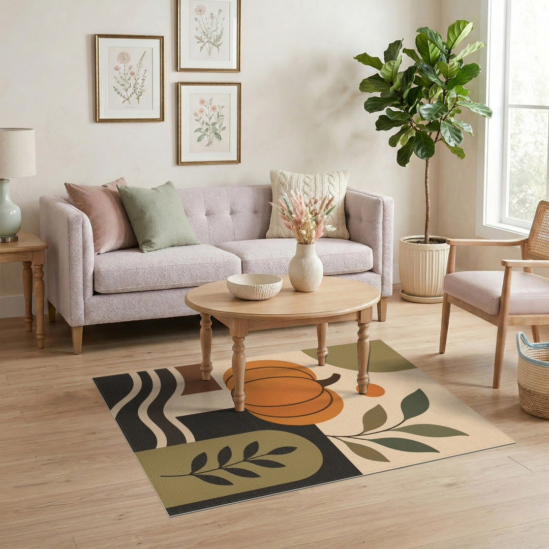 Orange Pumpkin Geometric Area Rug