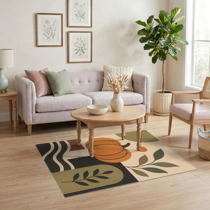 Orange Pumpkin Geometric Area Rug